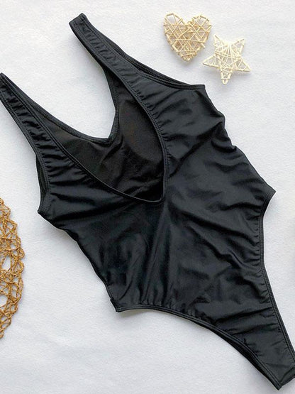 Plain Link Chain One-Piece Swimsuit