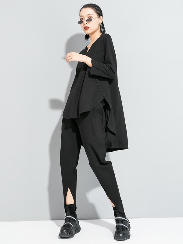 Simple Irregularity V-Neck T-Shirts Tops