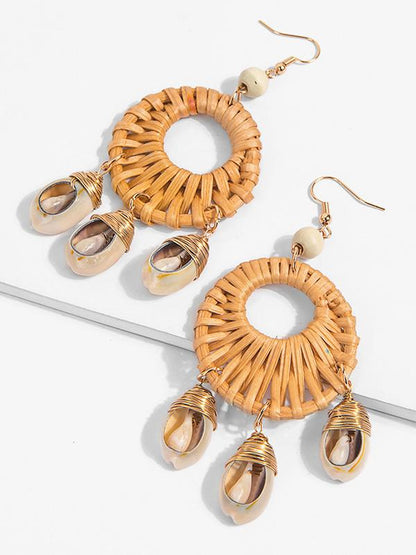 Shell Hollow Rattan  copper wire Earring Accessories