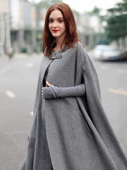 Gray Maxi Cape Outwear