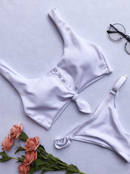 Ribbed Knot Bikinis Swimwear