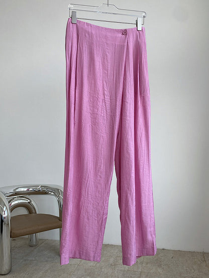 Simple Solid Color High Waisted Wide Leg Pants