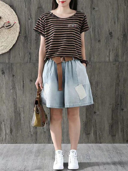 Loose Solid Split-joint Shorts Bottom
