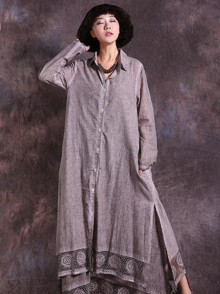 National Hollow Irregular Long Dress