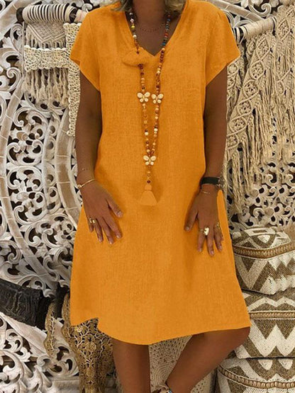8 Color Plus Size Short Sleeve Midi Dress