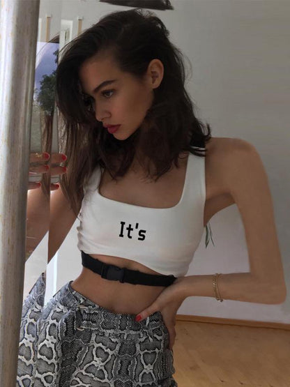 Sexy Printed Sports Crop Tee