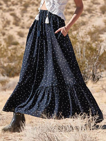 Polka-dot Empire Split-joint Skirt Bottoms