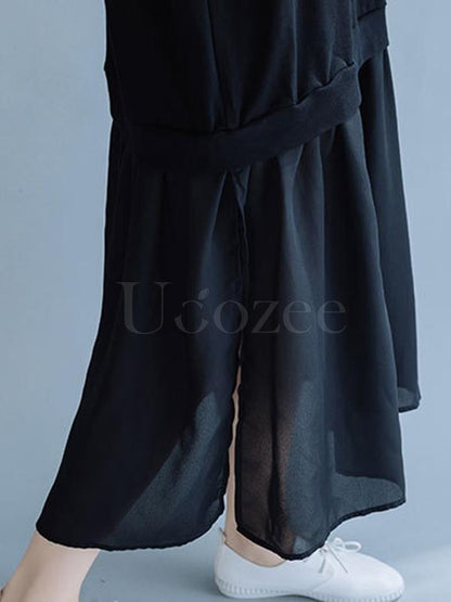 Loose Chiffon Split-joint Solid Midi Dress