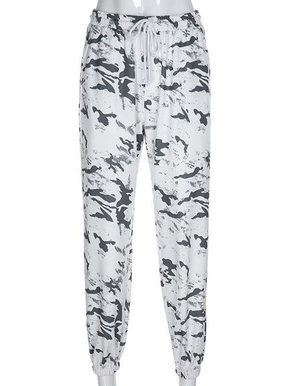 Loose Ink Floral Printed Drawstring Athletic Pants