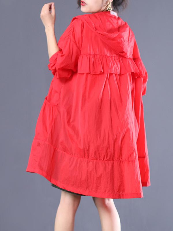 Casual Literary Hoodie Sun-protective Cover-up