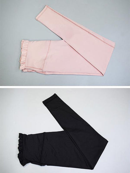 Wide Waistband Falbala Yoga Leggings