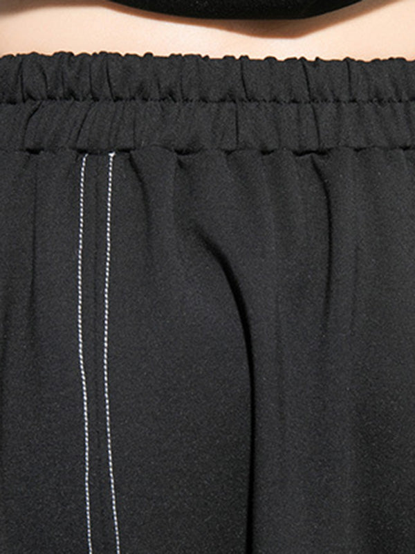 Urban Irregular Solid Color Elasticity Wide Leg Harem Pants