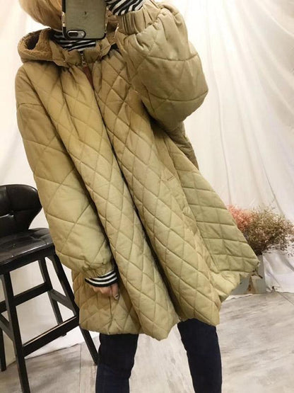 Casual A-line Cotton-padded Rhombus Cover-up