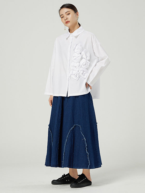 Simple Elasticity Waist Wide Leg Loose Pants