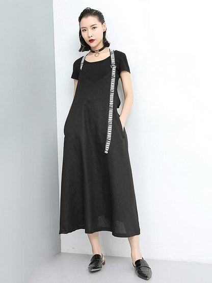 Fashion A-line Suspender Long Dress