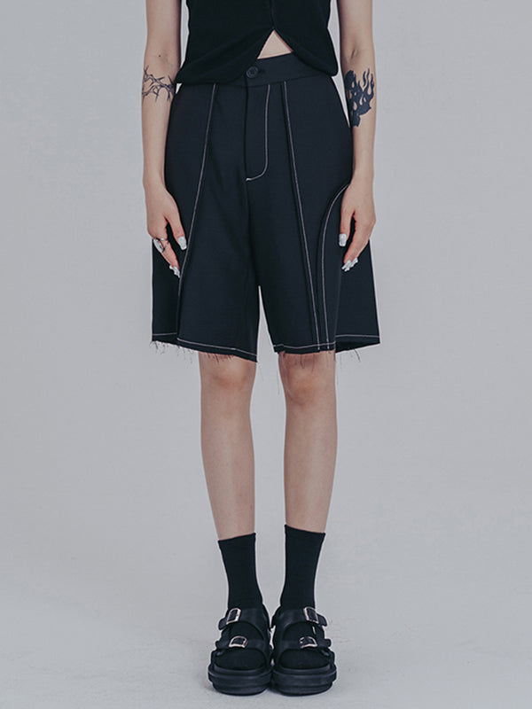 Simple Loose Contrast Color Striped Shorts