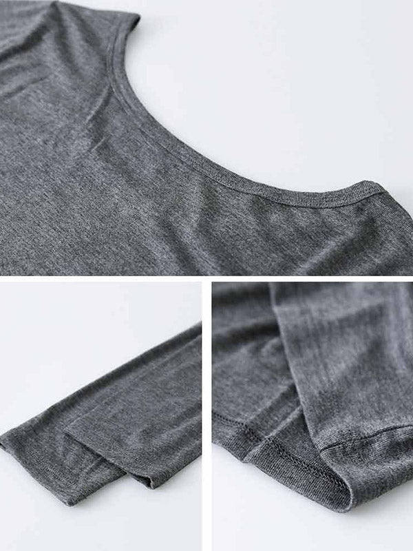 Casual Solid Color Long Sleeves Round-Neck T-Shirt Tops