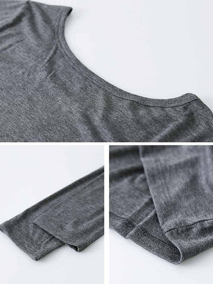 Casual Solid Color Long Sleeves Round-Neck T-Shirt Tops