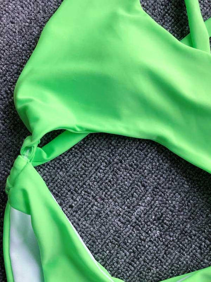 Backless Plain One-piece Swimsuit