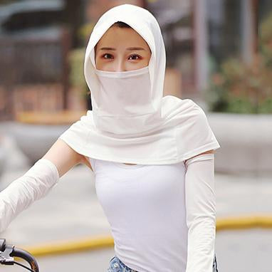 Solid Color Gauze Ice Silk Mask Multi-Functional Sunscreen Hat