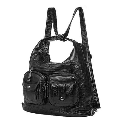 Multi-pockets Backpack Solid Multi-carry Crossbody Bag