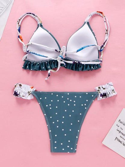 Polka-Dot Triangle Top With Panty Bikini Set