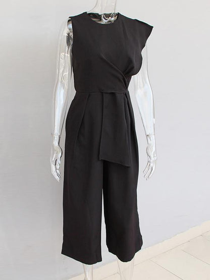 Solid Color Wide Leg Jumpsuits Bottoms