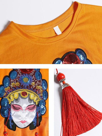 Summer Loose Peking Opera Midi Dress