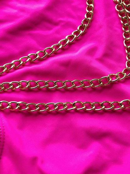 Plain Link Chain One-Piece Swimsuit