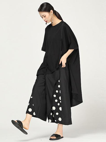 Retro Irregular Cotton Long T-shirt