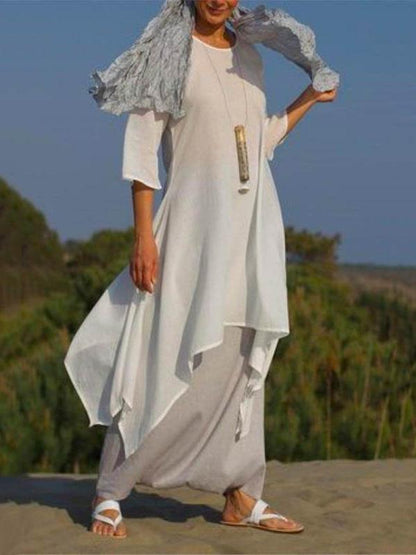 Solid Color Split-side Stand Collar Maxi Dress