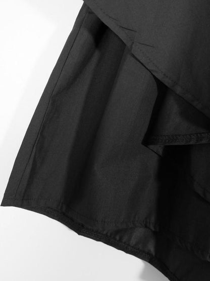 Loose  Asymmetric Tiered Solid Wide Leg Pants
