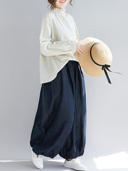 Loose Plus Size Denim Bloomers Pants