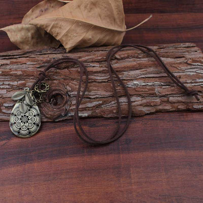 Buykud Retro Petal Clover Pendant Sweater Chain Necklace