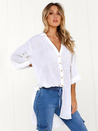 Solid Cropped Bandage V-neck Shirt Top