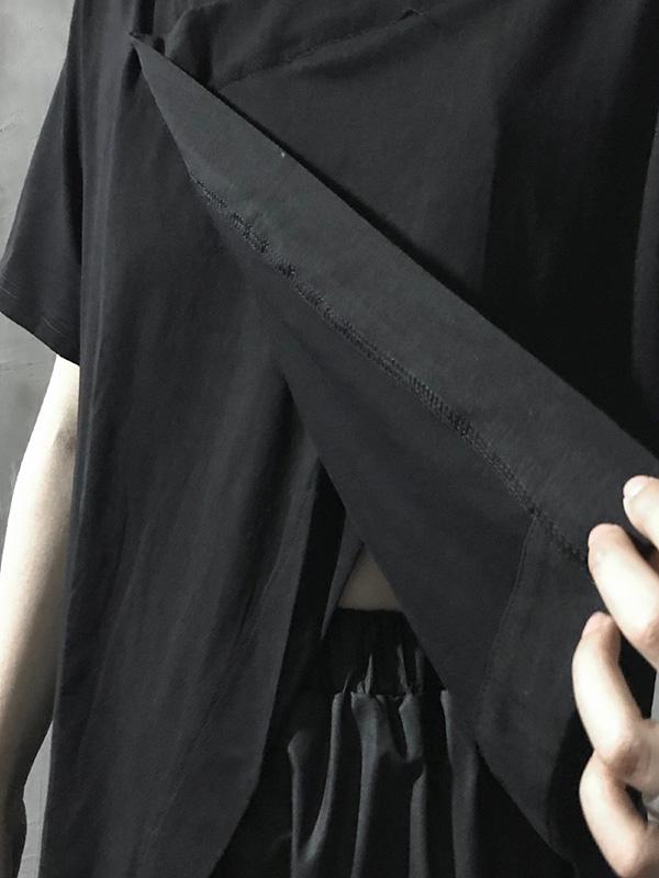 Simple Solid V-neck Asymmetric T-Shirt