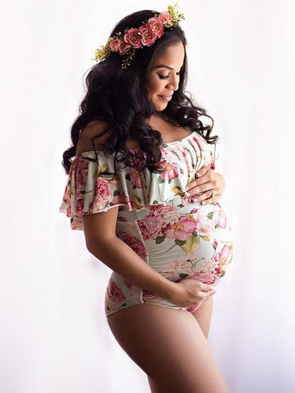 Maternity Printed Off-the-shoulder Bodysuit