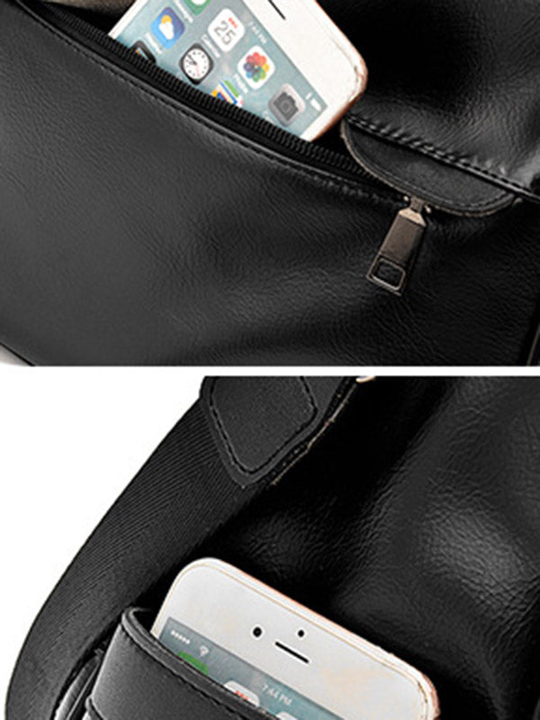 Original Solid Color PU Backpack