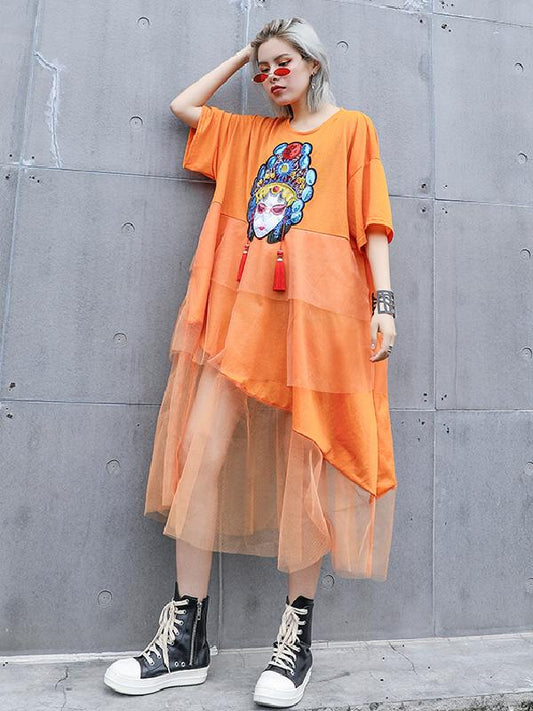 Summer Loose Peking Opera Midi Dress