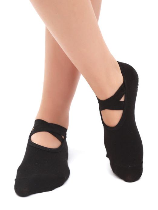 Solid Cross Backless Yoga Socks