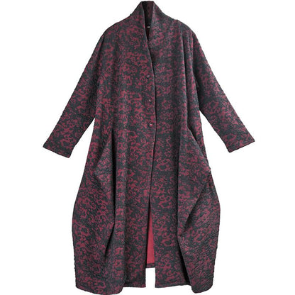 Buykud Casual Long Sleeve Irregular Jacquard Loose Jacket