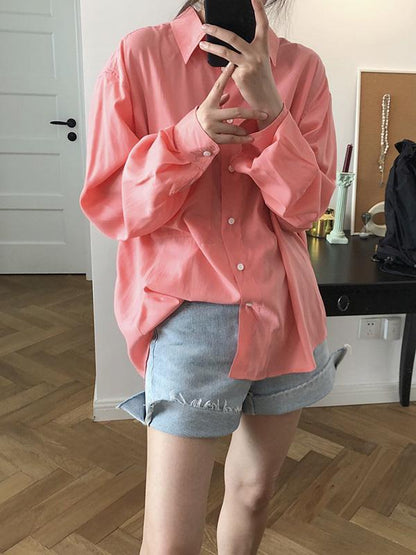 2 Colors Soft Lapel Loose Sun-proof Blouse