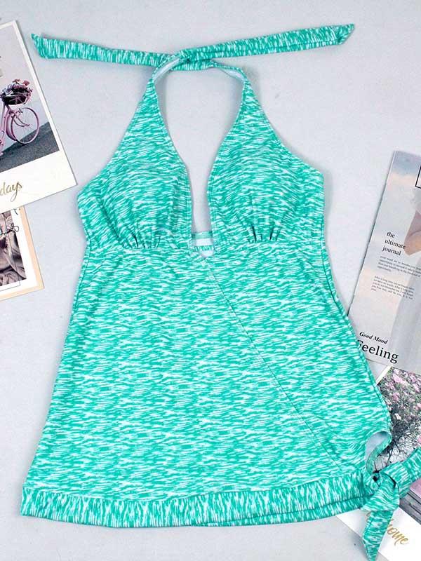 Halter-neck Printed Tankinis Swimwear