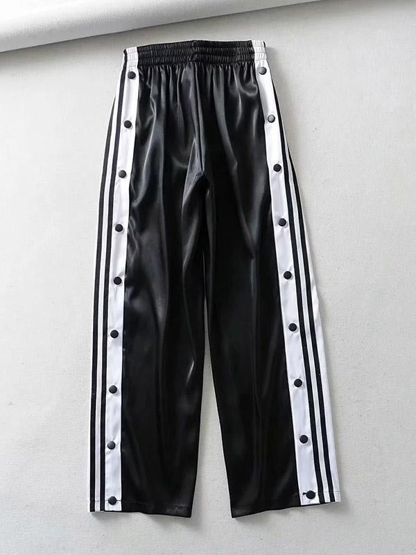 Contrast Color Loose Casual Wide Leg Pants Bottoms