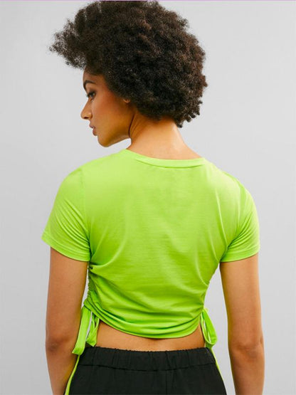Side Drawstring Solid Tees