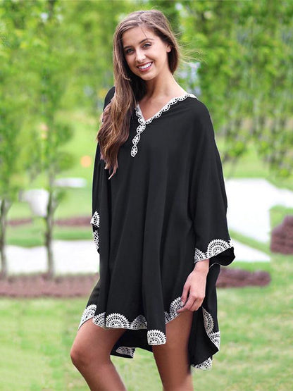 Lacy Plus Size Loose Flared Sleeves Cover-ups