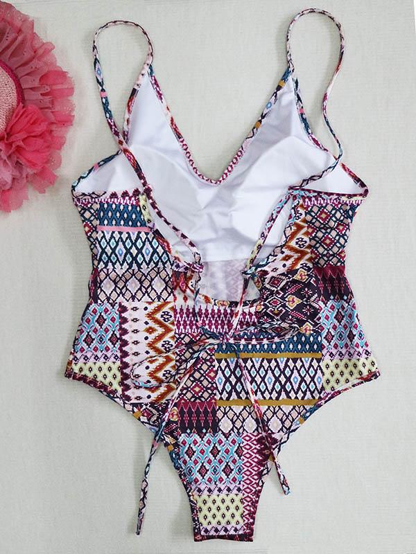 Conservative Spaghetti Strap One Piece Swimsuit