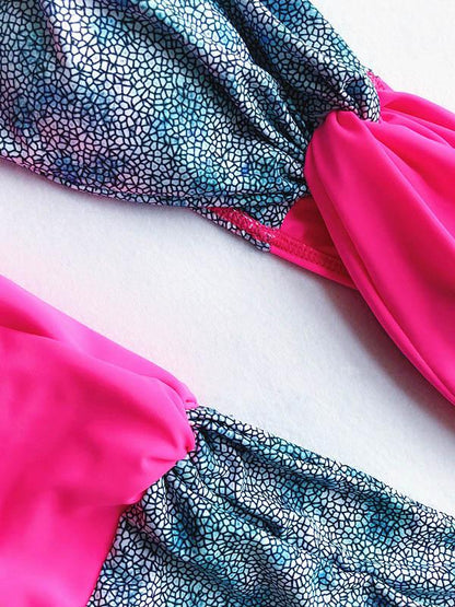 Contrast Ruched Bikini Set