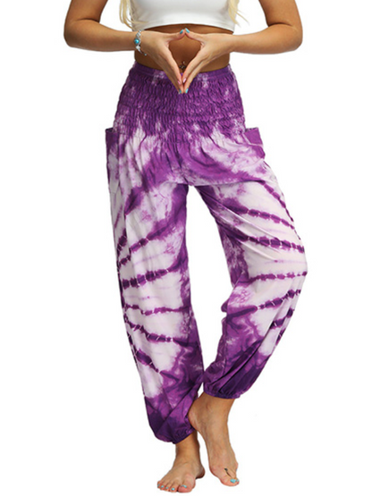 Bohemia Tie-Dyed Elastic Multi-Colored Knickerbockers& Yoga Pants