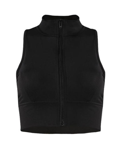 Zipper Sleeveless Crop Sport Tanks